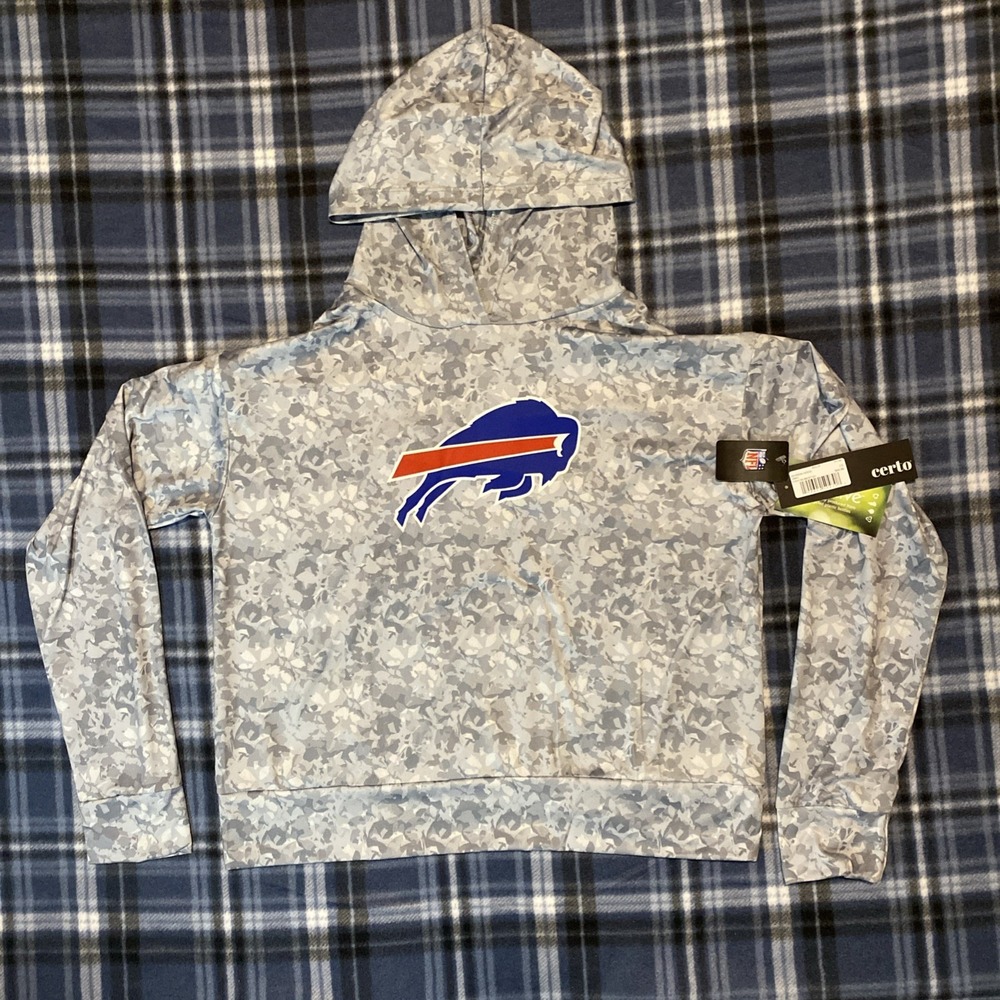 Buffalo David Bitton Light Gray Camo Hoodie with Blue & Red Logo
